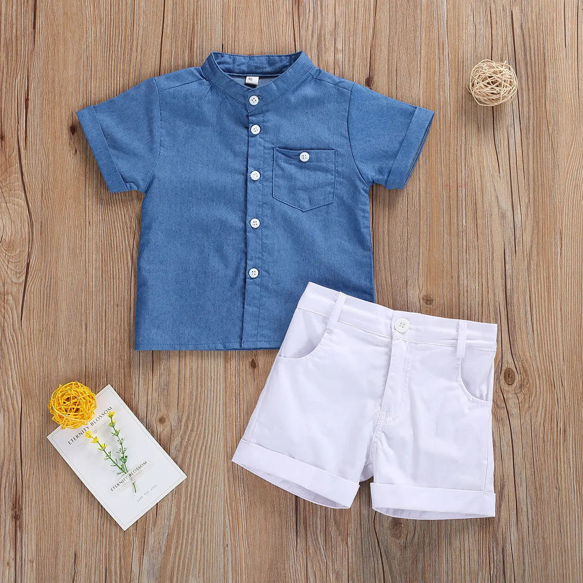 Conjunto Verão Masculino com Camisa Jeans