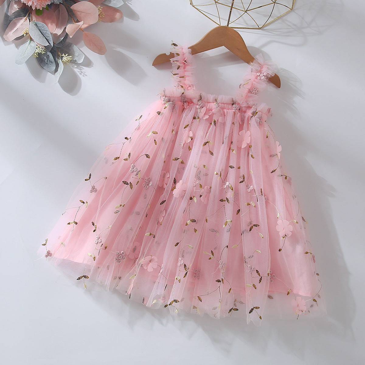 Vestido Infantil Florzinhas Tule