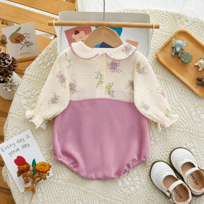 Body Infantil Rosa Florido com Coelhinho