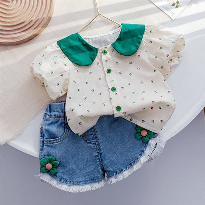 Conjunto Infantil de Verão com Flores