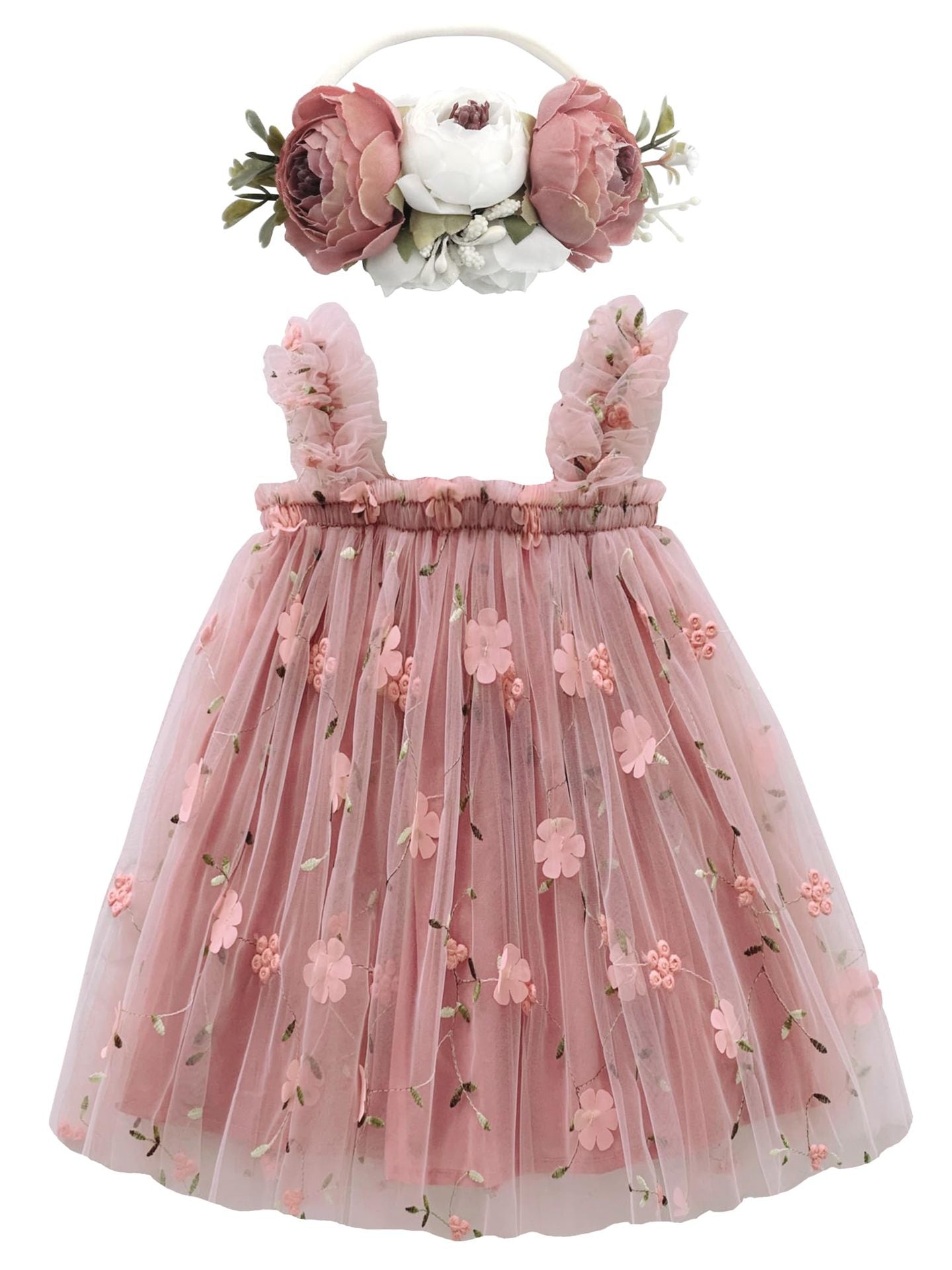 Vestido Infantil Florzinhas Tule