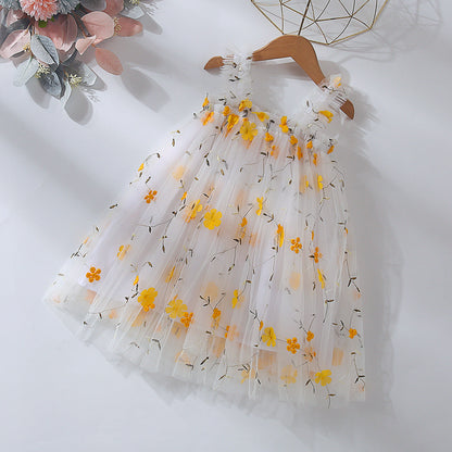 Vestido Infantil Florzinhas Tule