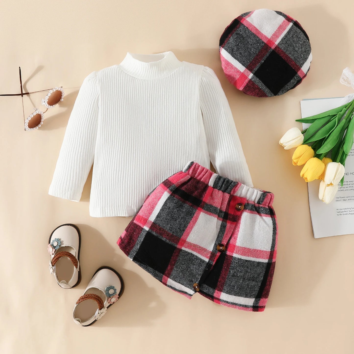 Conjunto Três Peças Inverno com Boina