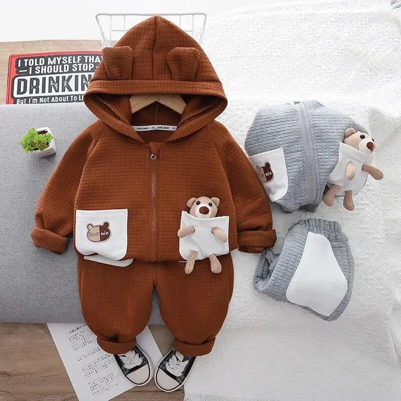 Conjunto de Inverno Ursinho Teddy com Capuz