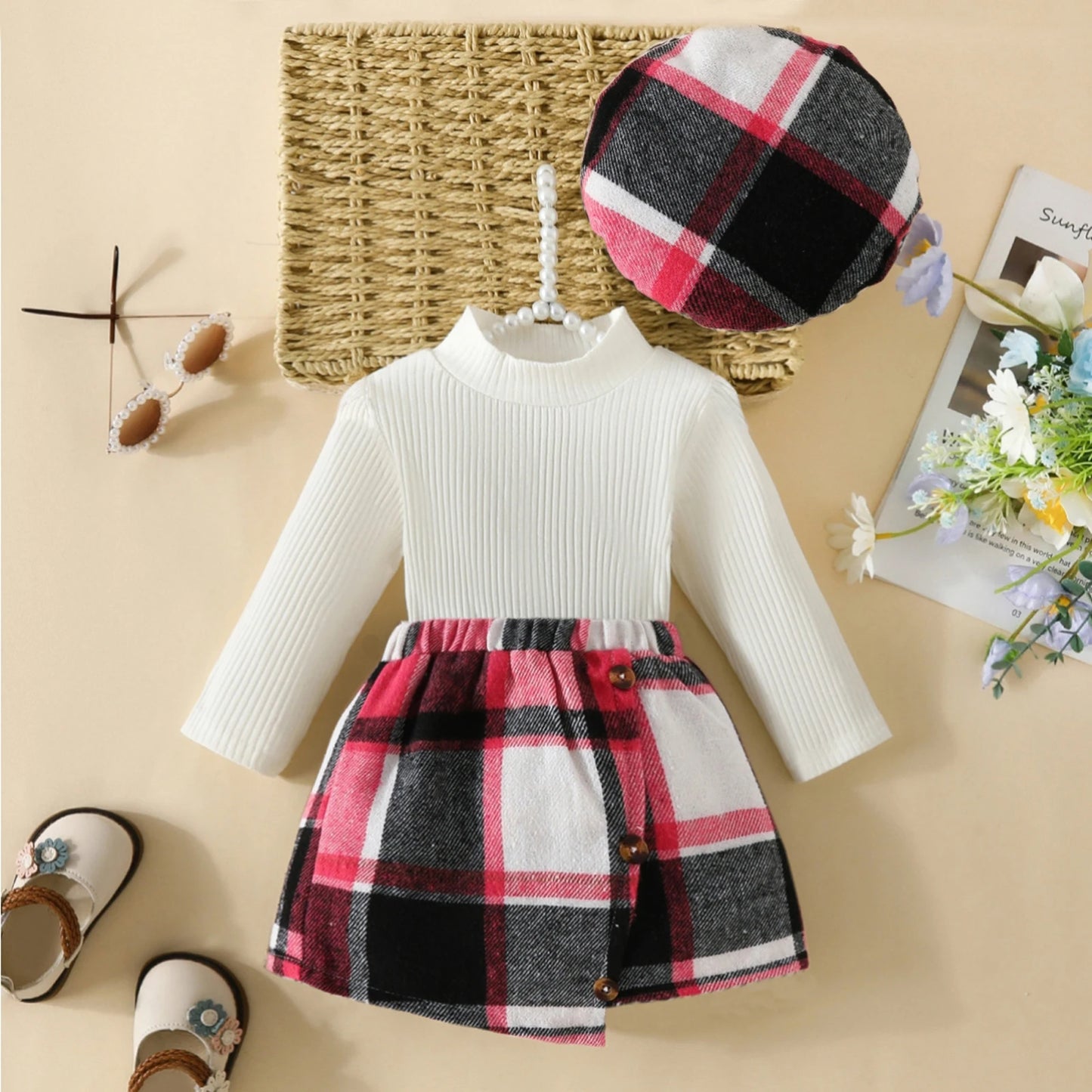 Conjunto Três Peças Inverno com Boina