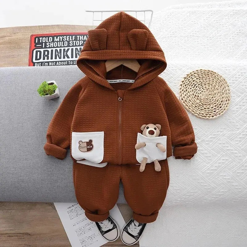 Conjunto de Inverno Ursinho Teddy com Capuz