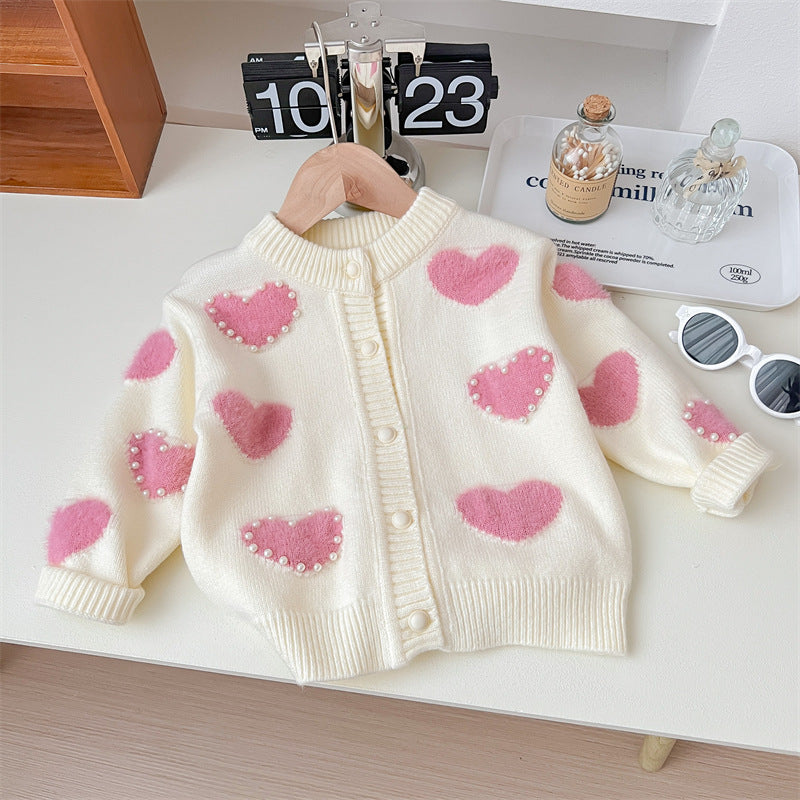 Cardigan Pérolas Corações