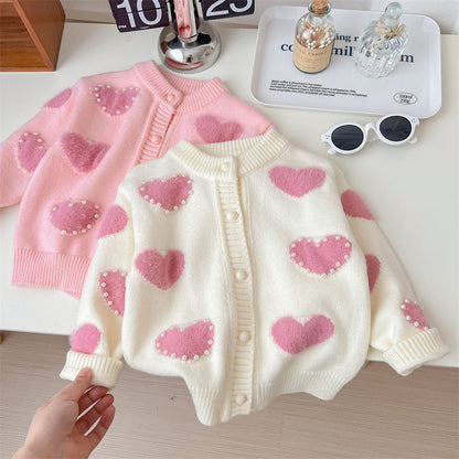 Cardigan Pérolas Corações