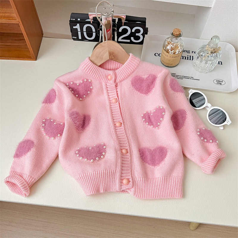 Cardigan Pérolas Corações