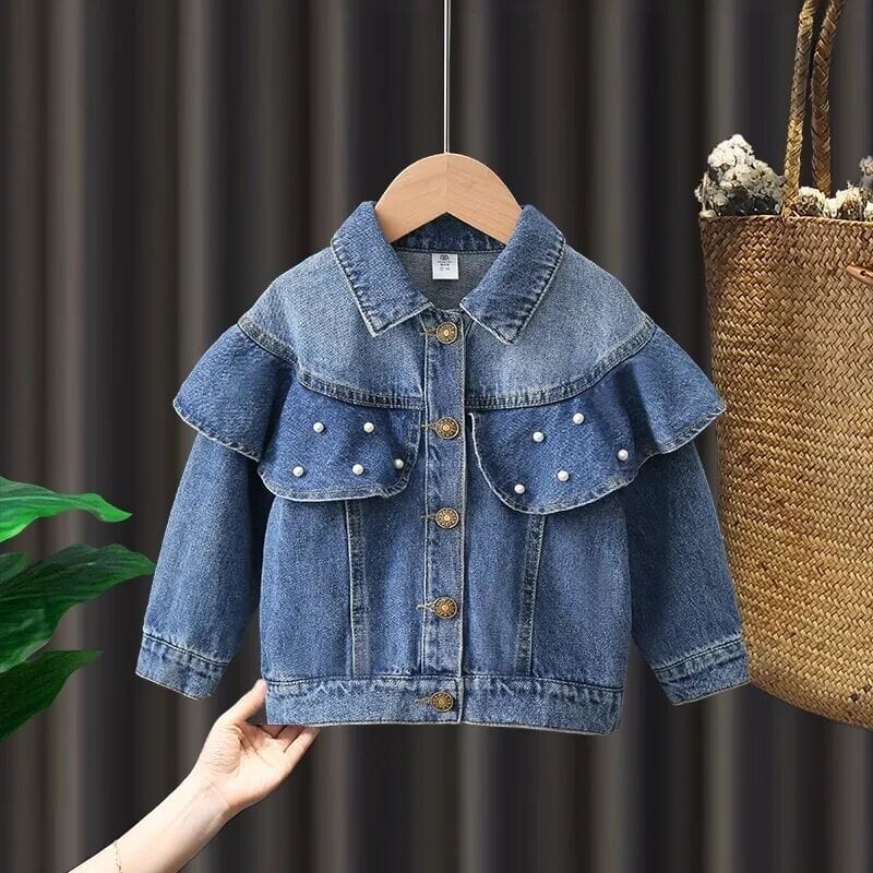 Jaqueta Jeans Infantil Estilo Loja Click Certo Pérolas 12-24 Meses 