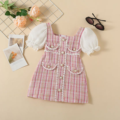 Vestido Infantil Boutique Pérolas Loja Click Certo Rosa 1-2 Anos 