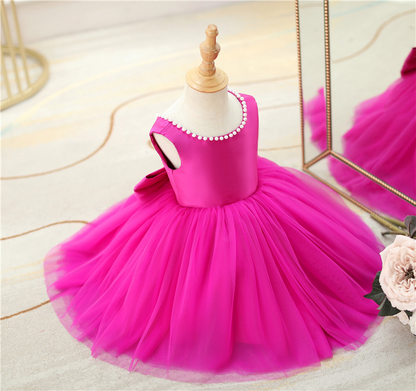 Vestido Infantil de Festa Rosa Laçinho