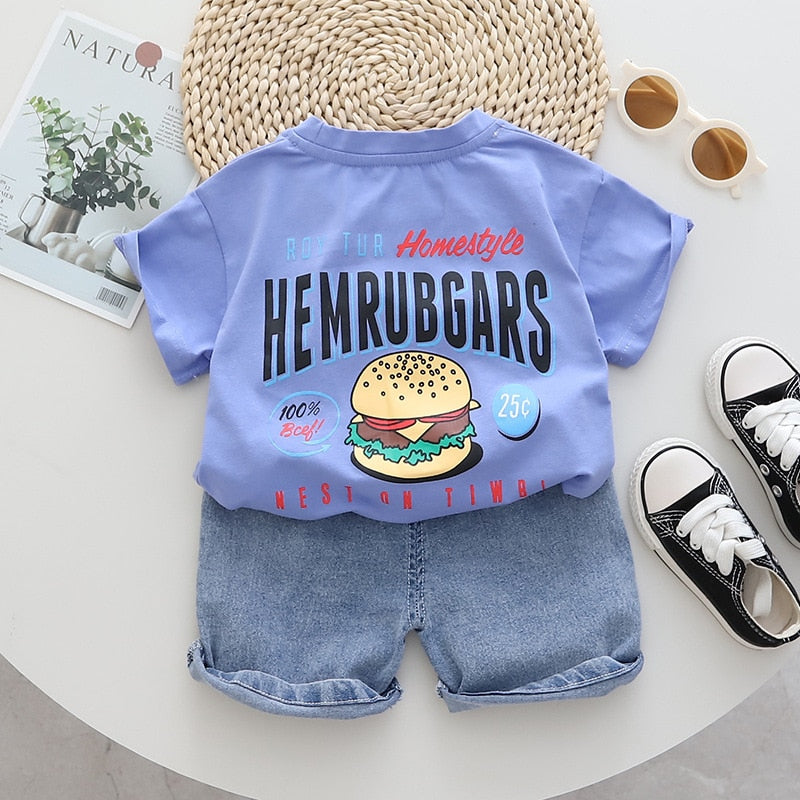 Conjunto Infantil Masculino Hambúrguer e Jeans