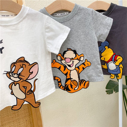 Camiseta Infantil Bordado Desenho Animado