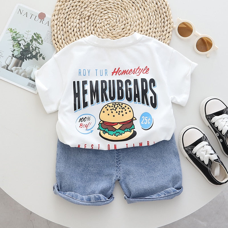 Conjunto Infantil Masculino Hambúrguer e Jeans