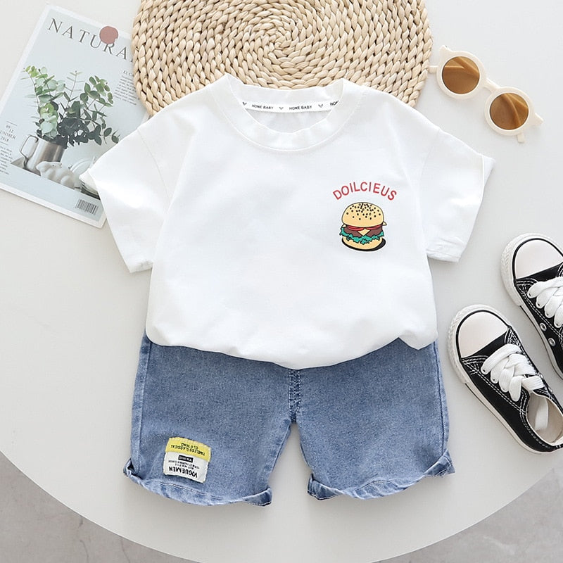 Conjunto Infantil Masculino Hambúrguer e Jeans