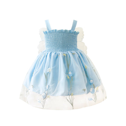 Vestido Infantil Asas De Borboleta e  Cadarçinho