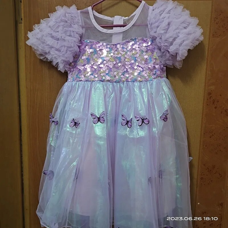 Vestido Infantil Borboletas Manguinha Bufante