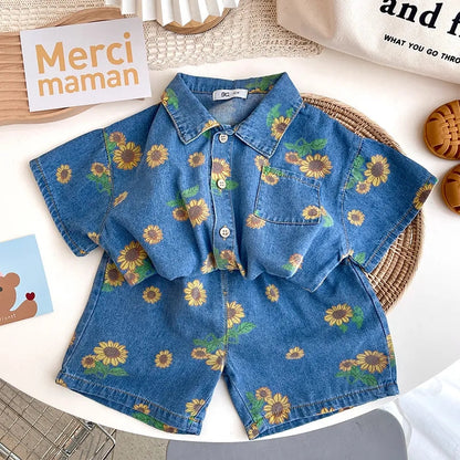 Conjunto Infantil Jeans Flores