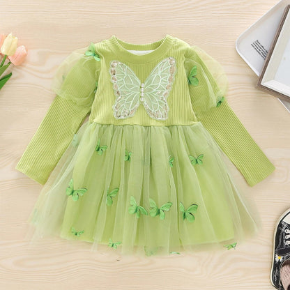 Vestido Infantil Borboletas e Tule