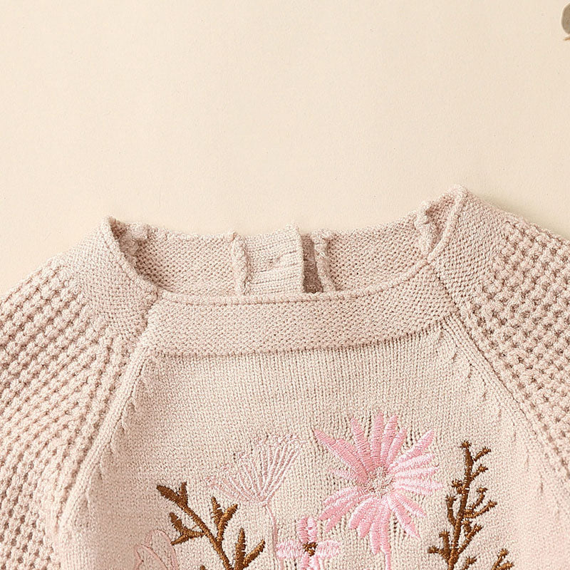 Body Infantil Feminino Bordado Flores