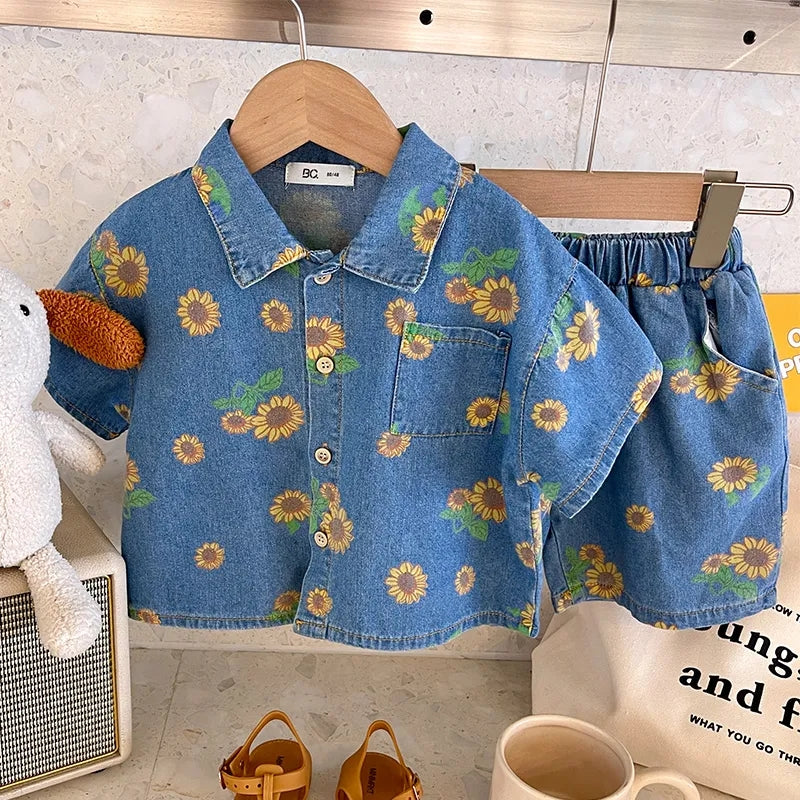 Conjunto Infantil Jeans Flores