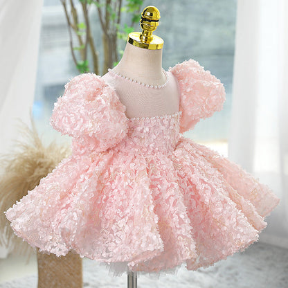 Vestido De Festa Infantil Florzinhas 3D