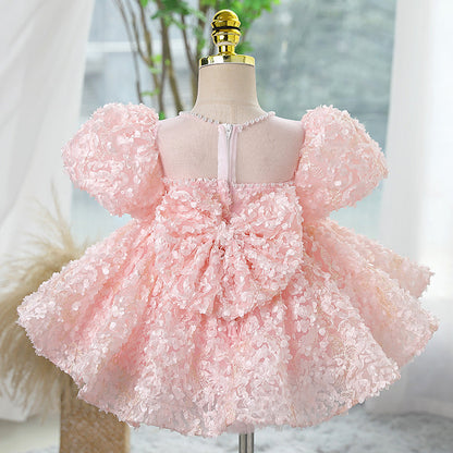 Vestido De Festa Infantil Florzinhas 3D