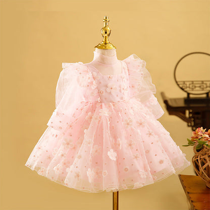 Vestido Infantil De Festa Florzinhas Tule