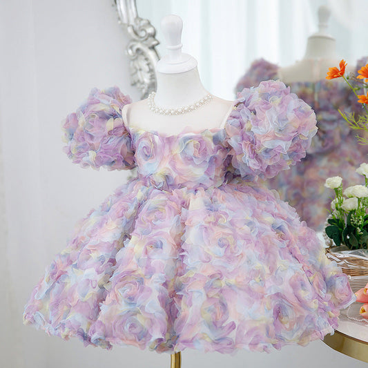 Vestido De Festa Infantil Floral Cores