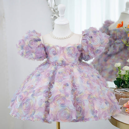 Vestido De Festa Infantil Floral Cores