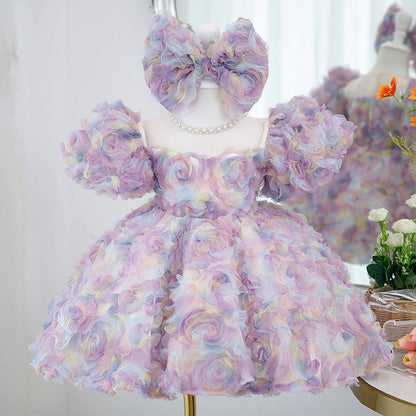 Vestido De Festa Infantil Floral Cores