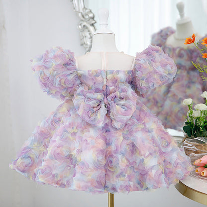 Vestido De Festa Infantil Floral Cores