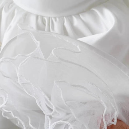 Vestido De Festa Infantil Branco Pérolas e Laçinho