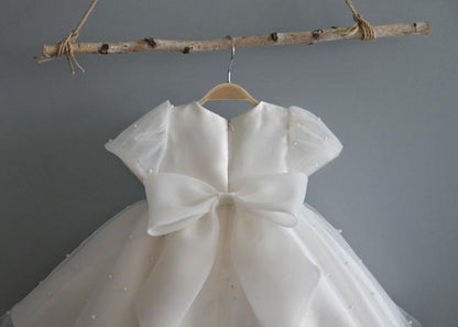 Vestido Infantil Branco Pérolas