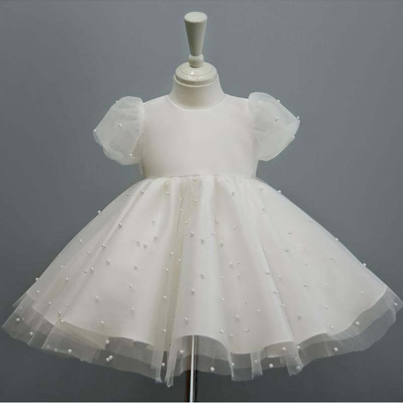 Vestido Infantil Branco Pérolas