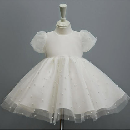 Vestido Infantil Branco Pérolas