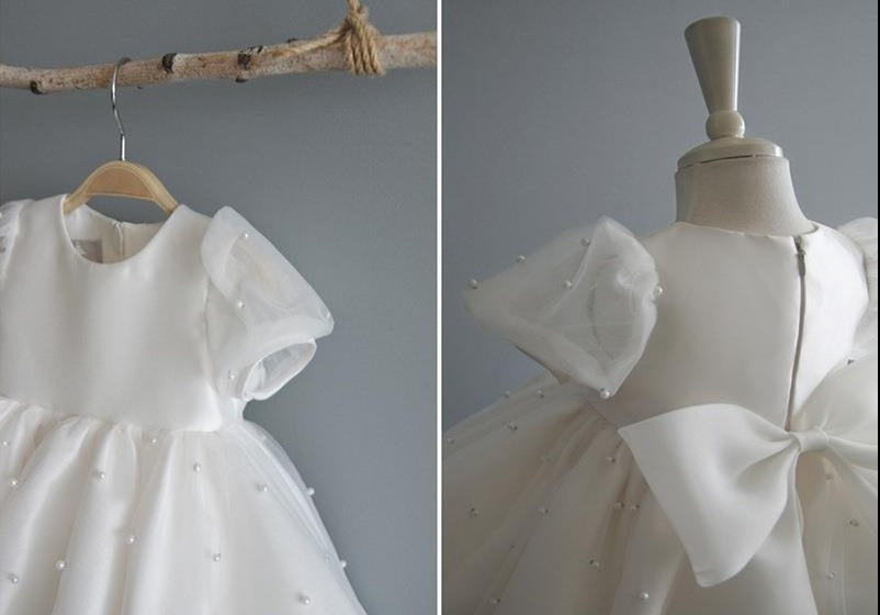 Vestido Infantil Branco Pérolas