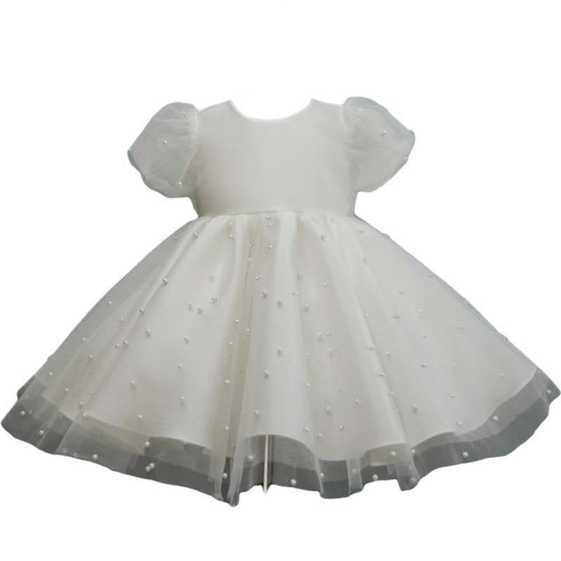 Vestido Infantil Branco Pérolas