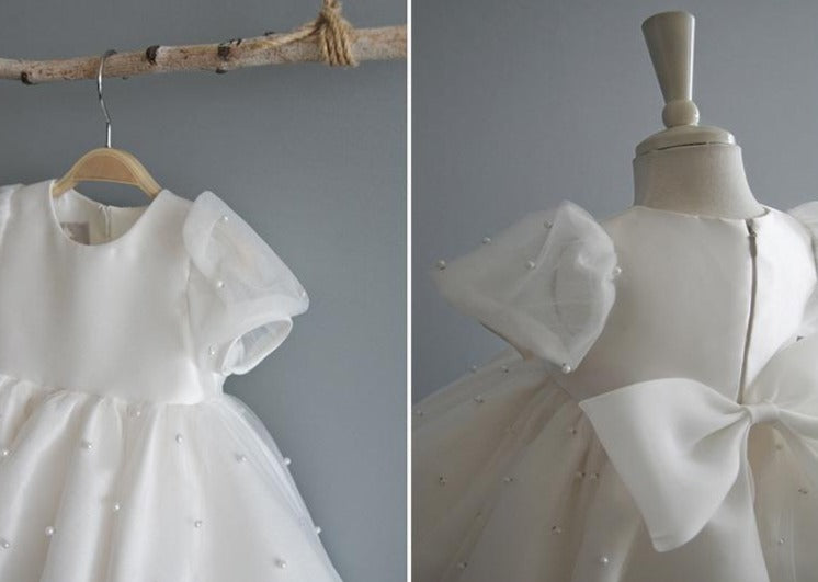 Vestido Infantil Branco Pérolas