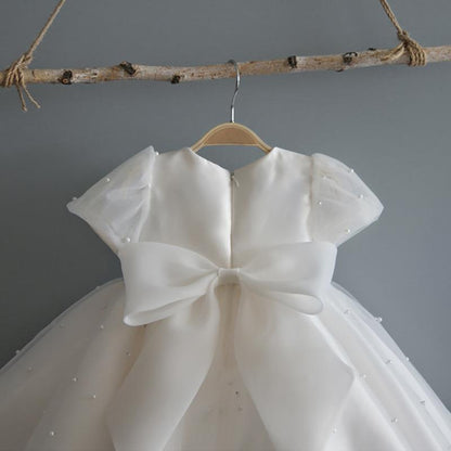 Vestido Infantil Branco Pérolas