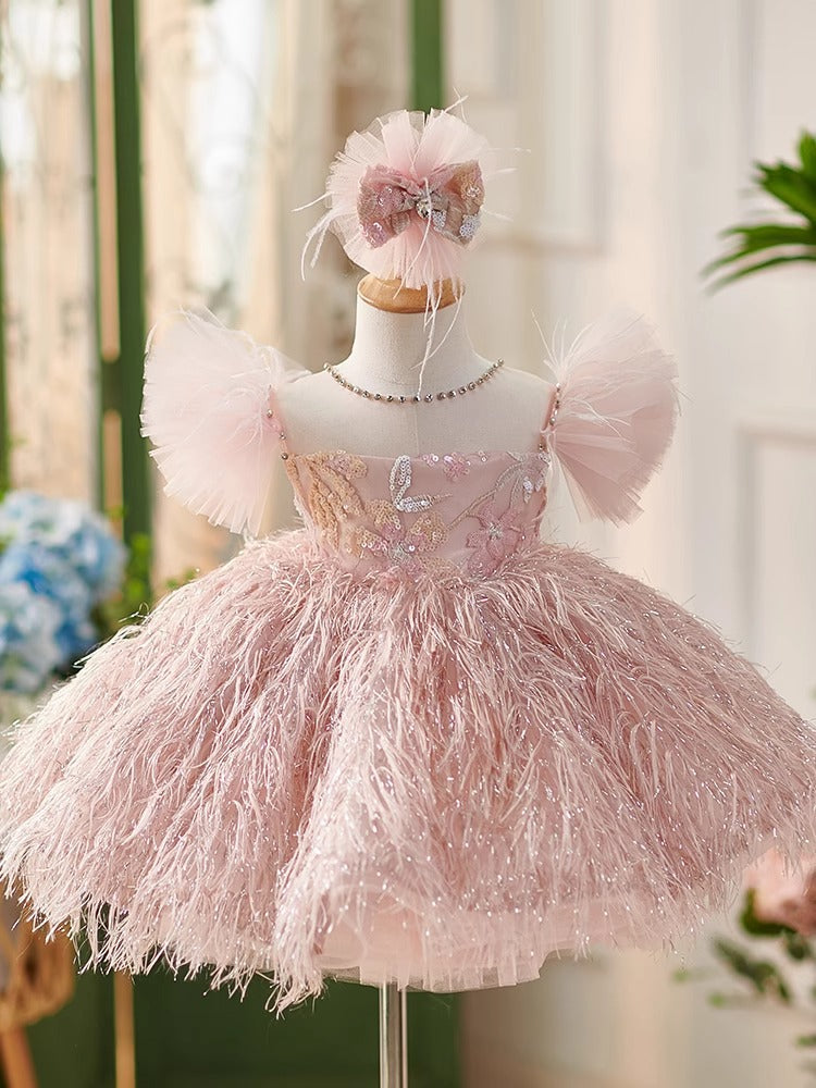 Vestido De Festa Infantil Rosa Brilhos