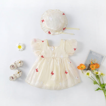 Vestido Infantil Borboletinhas + Chapéu