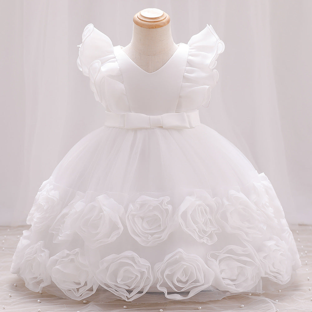 Vestido Infantil De Festa Flores Laçinho