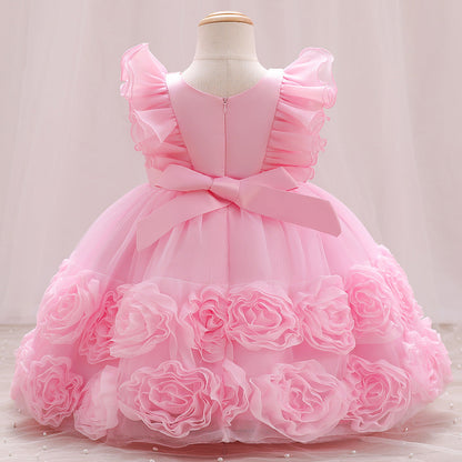 Vestido Infantil De Festa Flores Laçinho