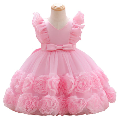 Vestido Infantil De Festa Flores Laçinho