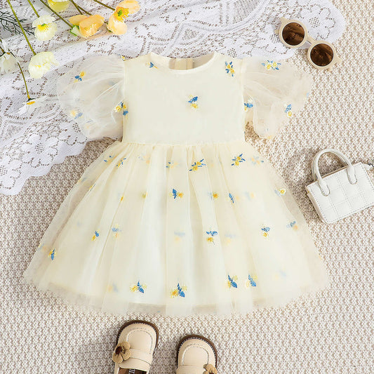 Vestido Infantil Amarelo Florzinhas