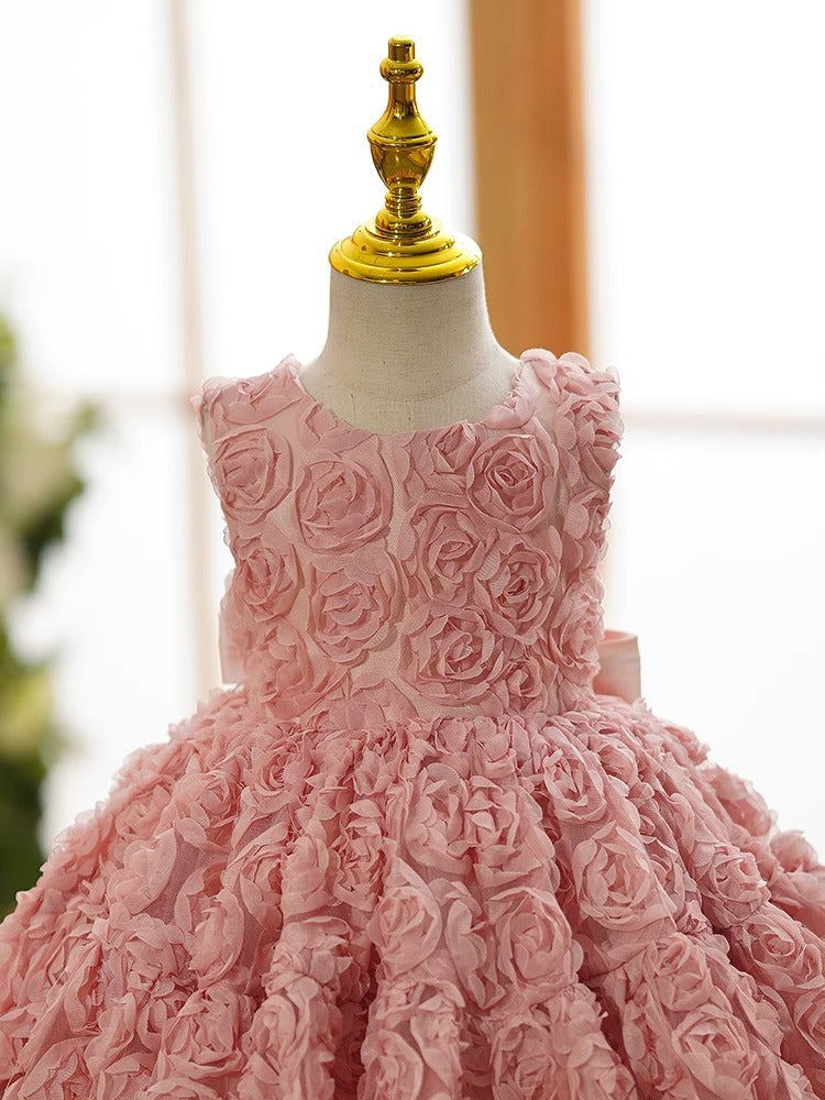 Vestido Infantil Rosas e Laçinho