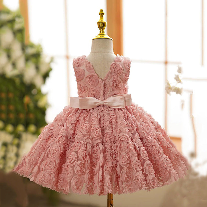 Vestido Infantil Rosas e Laçinho