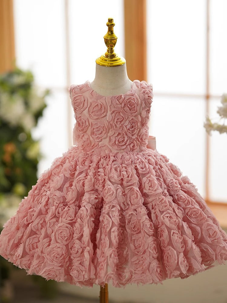 Vestido Infantil Rosas e Laçinho